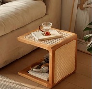 Wood coffee table 純實木藤編復古日式風多功能茶几邊角幾換鞋凳