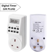 Ready Stock 3 Pin Plug UK 12/24 Hours / Week / Minute Rechargeable Digital Timer Socket Programmable