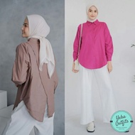 KEMEJA Nelkaa Korean Women's Work Shirt Long Sleeve Jumbo Plain Lemon E7C9 High Quality modern good 