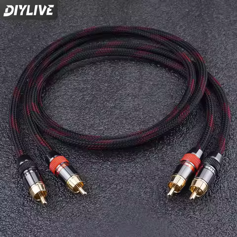 Stereo RCA 2-in-2 out Audio Adapter Cable 6N OFC Male to Male for Car Audio TV DAC Amplifier HiFi Ca