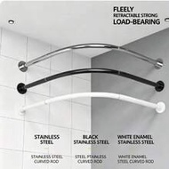 Adjustable Curved Shower Curtain Rod, L-Shaped Bathroom Corner Shower Rail Track, Extendable Shower 