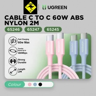 UGREEN Data Charger Cable C TO C 60W ABS NYLON 2 Meter Black/blue/pink 65245/65246/65247