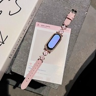 สายหนังแฟชั่นลาย Lucky Clover สำหรับ Xiaomi Smart Band 10 9 8 NFC Mi 8pro 9pro 7 6 5 4 3สำหรับโลหะหร