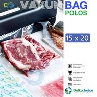 PLAIN FOOD VACUUM BAG PLASTIC 15 X 20 PACK - DELKOCHOICE