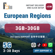 Europe (36 Countries) 5G eSIM: 3/5/7/10/15/30 Days Total: 3GB/5GB/10GB/20GB/30GB | QR Code Email Ins