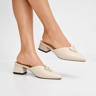 DOSS Elegant V- Buckle Mules Pointed Toe Slip On Heels