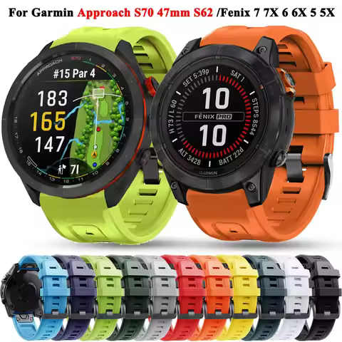 Quickfit 26 22mm Strap For Garmin Approach S70 47mm S62 Fenix 7X Pro 7 6X 5 5X 8 47 51mm Epix 2 Band