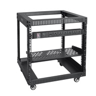 RIVECO 9U Open Frame Server Rack with Wheels + PDU (8 Outlets) Power Strip Surge Protector (1u Rack 