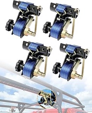 Ladder Rack Straps, W/J-Hook (4PCS), Blue Ladder Rack Ratchet Straps, 2" Black Round Tube Mount, 1.5