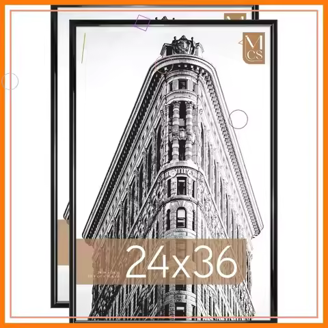24x36 Black High-Gloss Poster Frame Set - Vertical & Horizontal Hanging for Photos, Art Prints (2-Pa