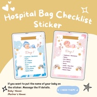 Hospital Bag checklist sticker set (8pcs) | Ziplock baby sticker for hospital bag