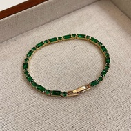 Retro Emerald Zircon Copper Bracelet Women Korean Luxury BFF Handchain