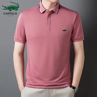 Pink Men's polo Shirt Crocodile Embroidered Heavy Fashion polo Shirt Men's Short-Sleeved Top Large Size M-5XL