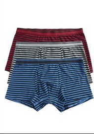 GIORDANO 佐丹奴三條裝平腳內褲 (L碼)(橫間紅灰藍)