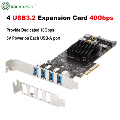 IOCREST Host Expansion Controller Pcie 3.0 X4 to 4 Ports USB3.2 Gen2 Type-a Dedicated 10Gbps USB 3.2
