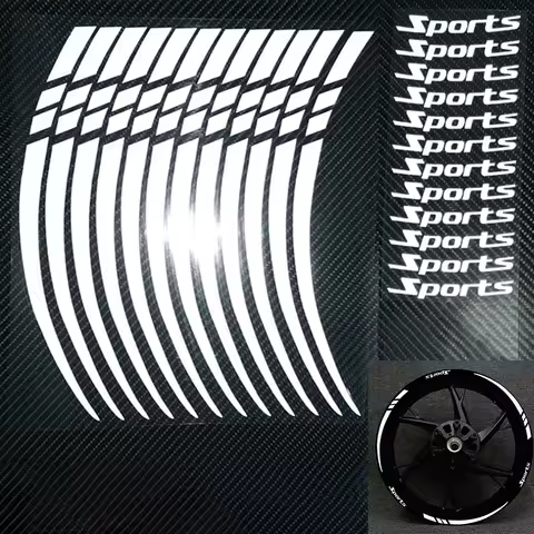 White Motorcycle Wheel Rim Stripe Wheel Decal Tape Sticker 18-21 Inch Sport Wheels Reflective Sticke