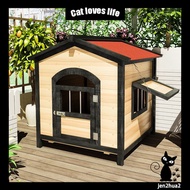 Outdoor solid wood kennel sunscreen antiseptic waterproof pet house cat villa dog house large kennel rumah kucing