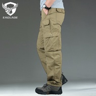 EAGLADE Tactical Cargo Pants for Men Cotton Multi Pockets M-4XL DY-215 in Khaki B02