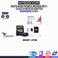 ADATA 64GB Premier microSD UHS-I Class10 with SD Adapter (ADT-DX64GUICL10RA1)