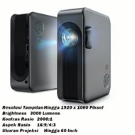 Proyektor Layar Tancap Terbaru 2025 C10 Wifi - Projektor 720P (2600 Lumens) Support 1080P Dan TV Tun