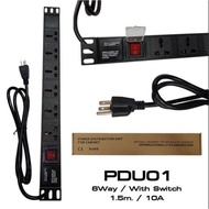 ปลั๊กไฟตู้RACK 6U 19นิ้ว รหัสPDU-01 ยี่ห้อGLINK