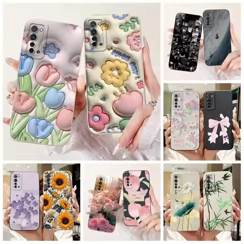 Case For OPPO Find X2 Lite Neo Cover New Fashion Flower Rose Bowknot Pattern Soft Silicone Phone Cas