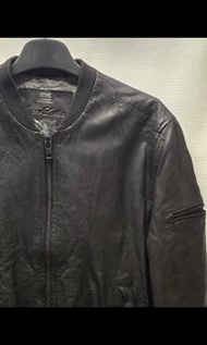NYC SUPERDRY INTERNATIONAL Premium Leather bomber jacketVintage Biker Motorcycle Size L Zip Front Fl