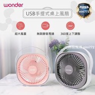 買一送一十倍蝦幣開 WONDER USB手提式桌上風扇WH-FU29電腦小風扇 USB風扇 插電小風扇 桌面風扇