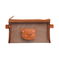 Tempat Pensil Zipper Coklat Motif Beruang Dompet Pensil Coklat Lucu Motif Bear Tempat Makeup Teddy B