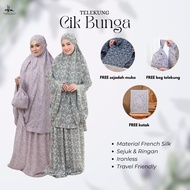 Hanna Mirae Telekung Cik Bunga Travel Ironless Sejuk Ringan Tak Jarang Free Beg dan Alas Sujud