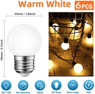 6 Packs E27 LED BULB 1W 2W 3W G45 PC Milky Plastic LED Edison Filament Bulb 220V Warm White Night La