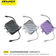 Awei P83K 15000mAh 45W Power Bank Built In Cable