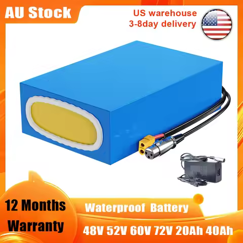 Waterporoff Ebike Battery Pack 48V 52V 72V 60V 20Ah 40A Lithium Ion Battery Pack for Motorcycle/Trik