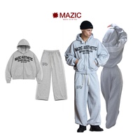 SE01 - "MAZIC" SIGNATURE EDDITION Flannel HOODIE SET BOXY GRAY Cotton felt, YKK 2-way zipper