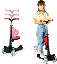Kids Scooter β Foldable Seat β LED Wheel Lights Illuminate When Rolling β Children and Toddler 3 Whe