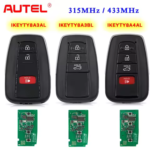 AUTEL IKEYTY8A3AL IKEYTY8A3BL IKEYTY8A4AL 3/4 Buttons 315/433 MHz Smart Key Used with KM100 KM100E I