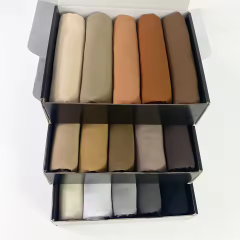 5pcs/Gift Box Custom Hijab Bubble Chiffon Women Muslim Scarf Solid Color Plain Shawl Islamic Wrap Fo