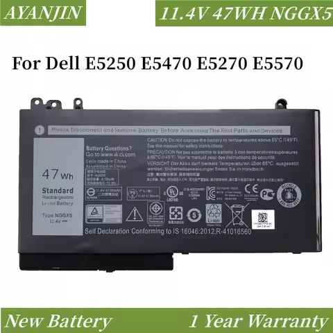 NGGX5 11.4V 47WH Laptop Battery For DELL Latitude E5270 E5470 E5570 Series M3510 JY8D6 954DF 0JY8D6