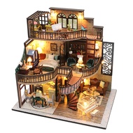 DIY Book Nook Insert Kits Wooden Doll House Building Kit Magic House Casa Bookend with LED Lights Bo