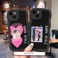 BLACK WAVE SOFTCASE CUSTOM POLAROID REQUEST PHOTO AND NAME FOR iphone X XS MAX XR 6 6S 6+ 7 7+ 8 8+ 