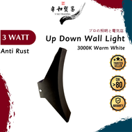 Horn Up Down Wall Light, 2x 3Watt, Outdoor Lighting, Diecast, Waterproof