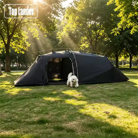 2 Person with Dog Room Camping Tent Detachable Roof Waterproof Sunproof 3-Room Pet Shell Shelter Out