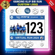 BIB Run Button - Bib Run Clip/ Maraton Running Chest Number Bib Button (Custom Logo)