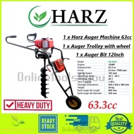 HARZ Earth Auger Machine With Auger Trolley Wheel / Mesin Drill Tanah - HZ6021 63CC (HEAVY DUTY)