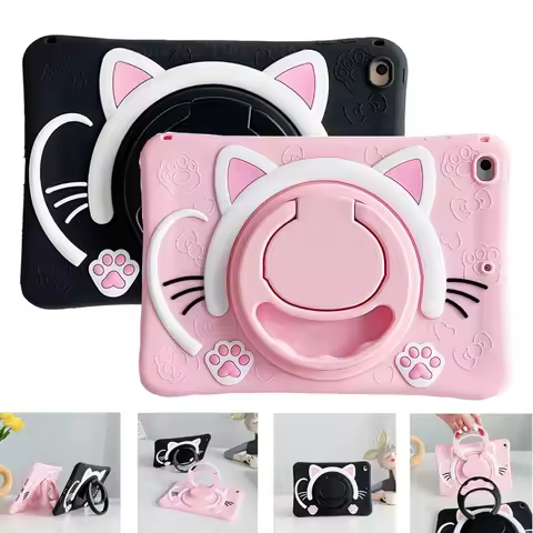 Kids Case for Samsung Galaxy Tab A 8.0 10.1 inch Silicon Cartoon Cat Face Soft Tablet Cover for A7 L