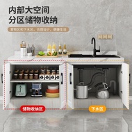 Kitchen Cabinet Porcelain Slab Marble Top Countertop Integrated Stove Storage Cupboard
