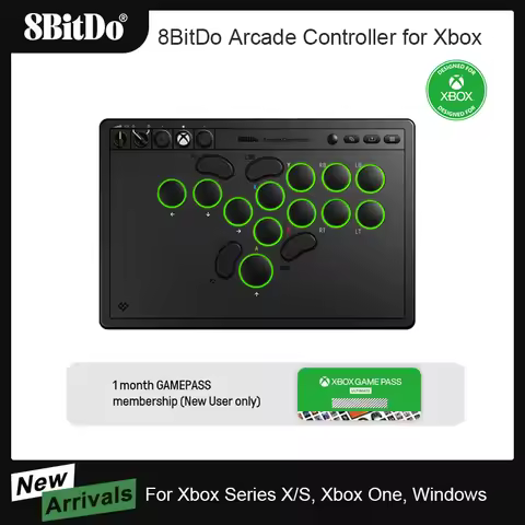 8BitDo All-Button Arcade Controller for Xbox Series X/S, Xbox One & PC, Windows 2.4G Wireless, Low-p