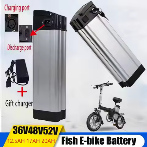 Silver Fish 18650 Lithium Battery Pack 36V/48V/52V 12AH/15AH/20Ah for 350W-1000W Motors with Charger