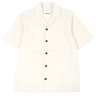 Excellent condition JIL SANDER+ 20SS JPUS600305 Herringbone Open Color Short Sleeve Shirt, Ivory, Si