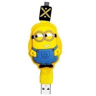 北車實體門市 五鐵秋葉原 小小兵 Micro USB 造型 伸縮 充電 傳輸線-黃 A9 Z5 NOTE5 ZF2 J7